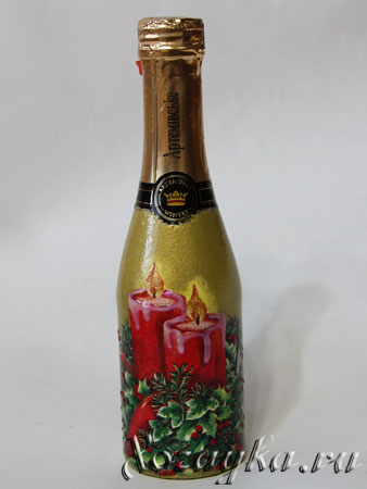 Рождественский декор шампанского